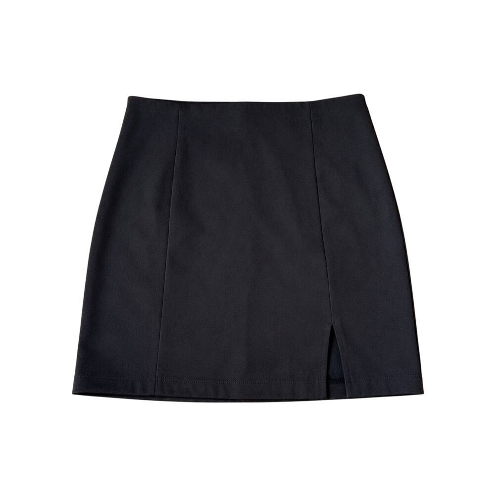 Women’s Black Mini Skirt Side Slit High Waist Career Office Y2K Size S - Picture 2 of 5